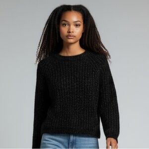 CAROL LITTLE KNITWEAR - SIZE SMALL - CHOCOLATE BROWN CROP WITH 50% MOHAIR